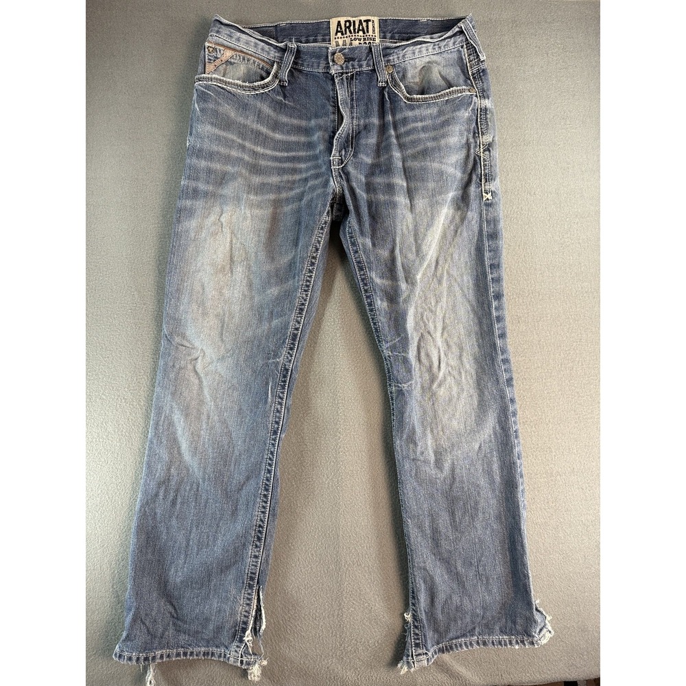 Ariat M4 Durango Jeans Mens 36x30 Med Wash Blue Relaxed Bootcut Distressed